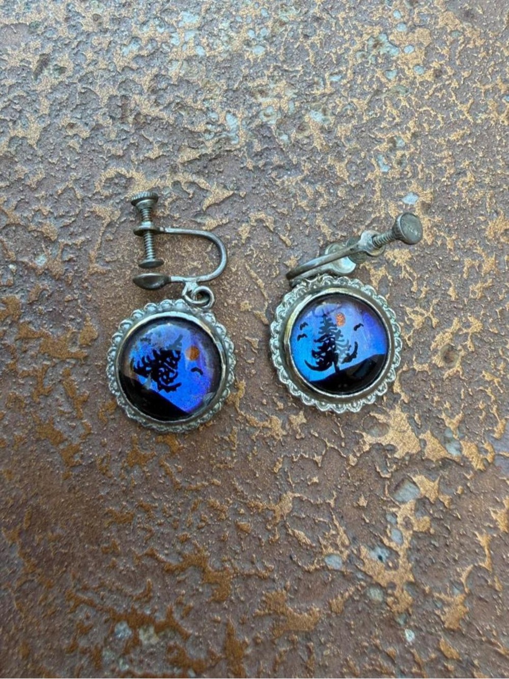 silver and blue spooky whimsical earrings #goth #festival #gorpcore #fairy - Picture 3 of 5